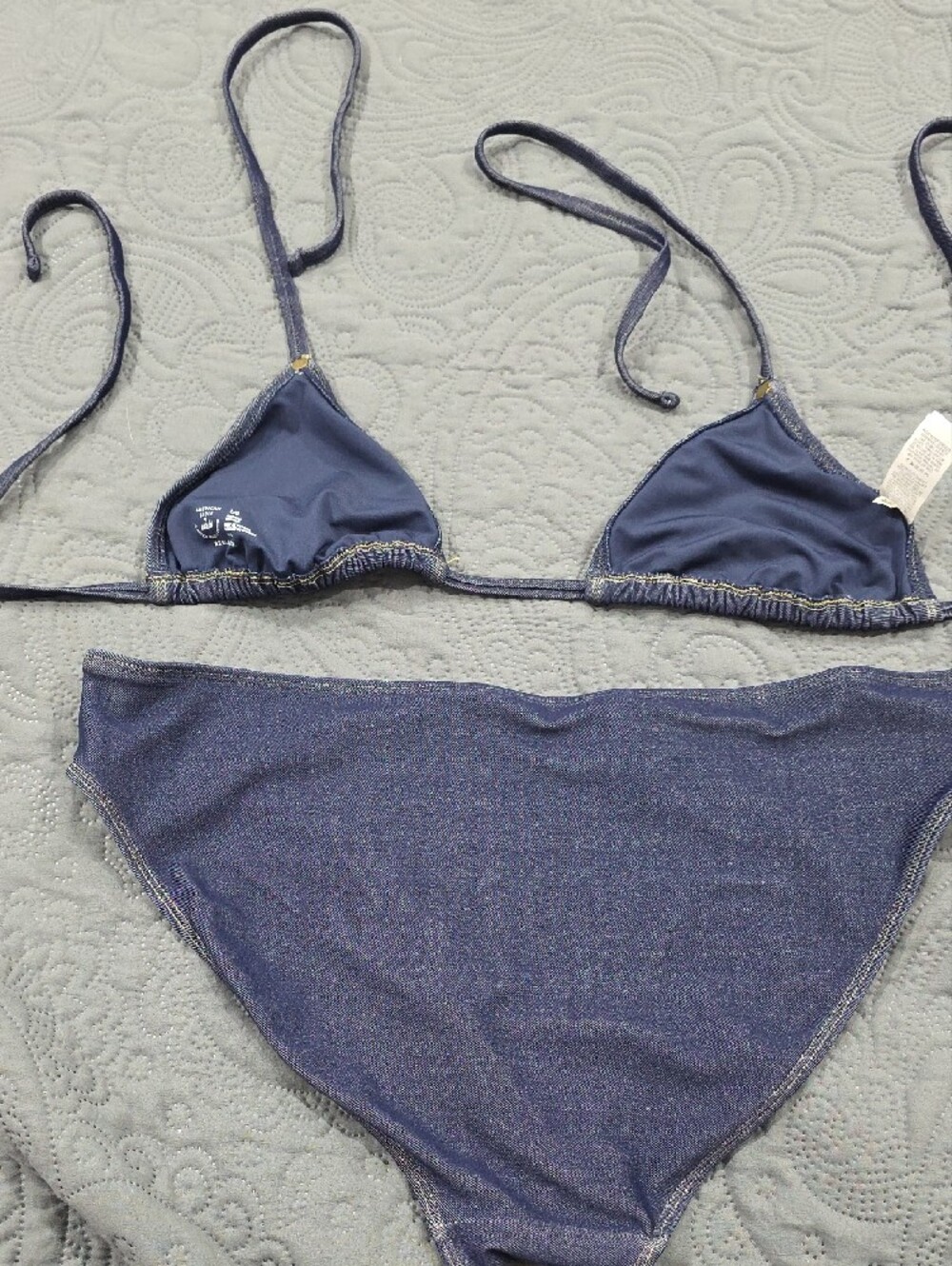 American Eagle Outfitters Shimmery Indigo Triangle Bikini Set - Picture 3 of 5